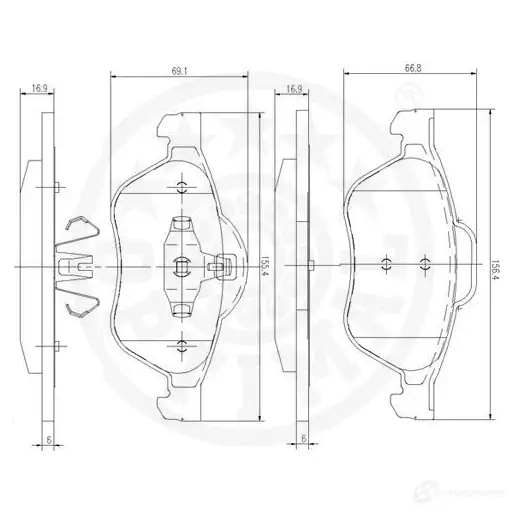 Тормозные колодки дисковые, комплект OPTIMAL 4031185371124 6 6IXC5L 1272194 12503 изображение 2