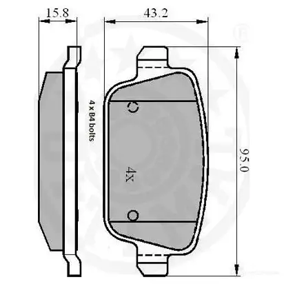 Тормозные колодки дисковые, комплект OPTIMAL 1272014 245 37 12322 EWU4N3G изображение 2