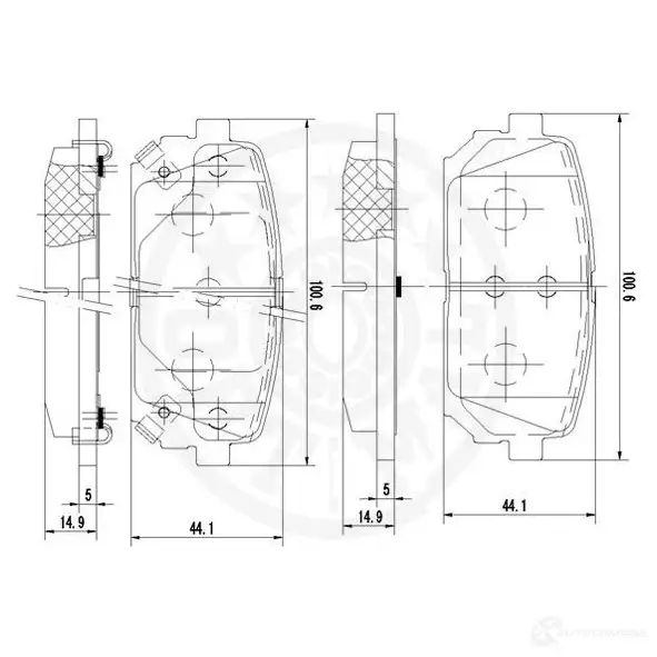 Тормозные колодки дисковые, комплект OPTIMAL 4031185370912 143K 4Q1 1272173 12482 изображение 2