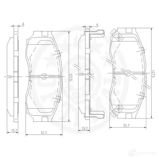 Тормозные колодки дисковые, комплект OPTIMAL 21 647 9684 21648 1274357 изображение 2