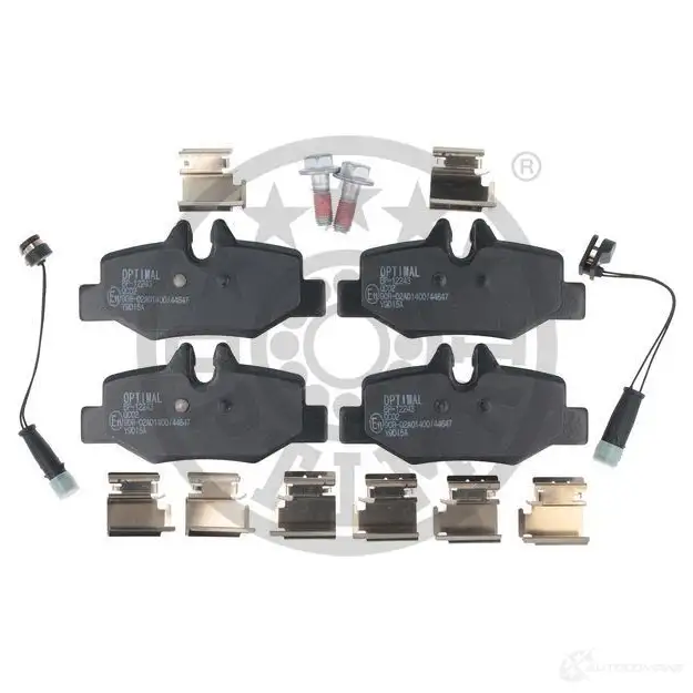 Тормозные колодки дисковые, комплект OPTIMAL 1424925131 4058787126006 EB3 I6OY BP-12243 - Изображение 1