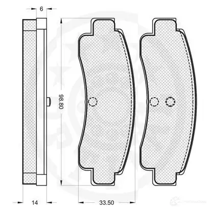 Тормозные колодки дисковые, комплект OPTIMAL 9613 1274169 217 34 H5DWZM изображение 1