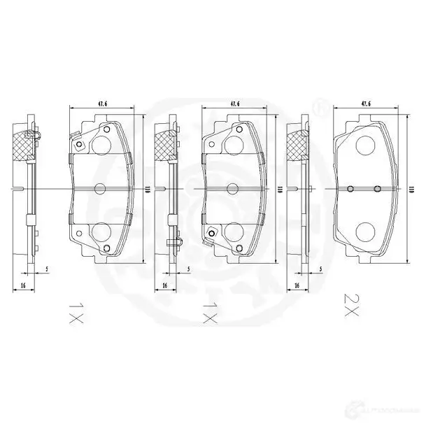 Тормозные колодки дисковые, комплект OPTIMAL 12536 4031185371452 1272226 8G VLX7 изображение 2