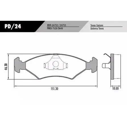 Тормозные колодки, дисковые, комплект FRAS-LE 20752 2853309 7529 D649 PD/24