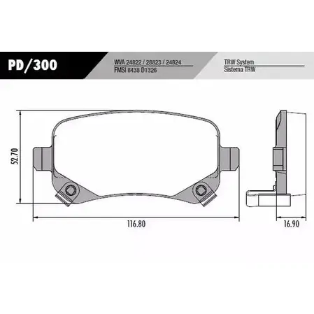 Тормозные колодки, дисковые, комплект FRAS-LE PD/300 I1V7P6M 1S N2D 2853318 изображение 0