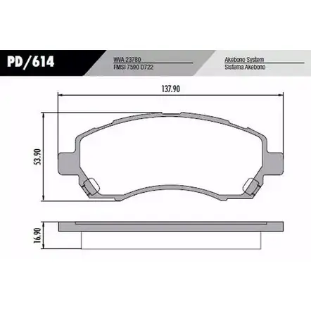 Тормозные колодки, дисковые, комплект FRAS-LE PD/614 2853513 23780 7590 D722 изображение 0