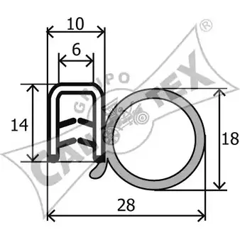 Уплотнитель двери CAUTEX NY9G51O 2859214 H7I QJ 161001