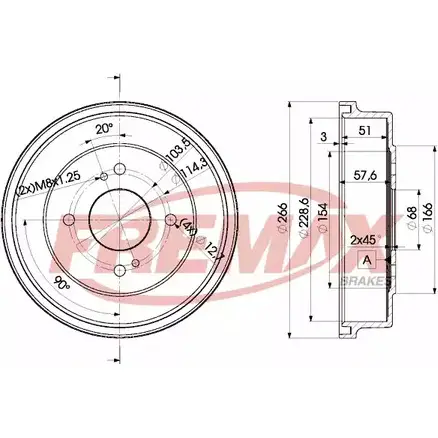 Тормозной барабан FREMAX UU78 GUU N8CEX 2886154 BD-0349