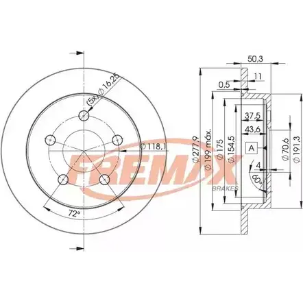 Тормозной диск FREMAX 76Y6I 2886410 BD-2058 S3O UJ8 изображение 0