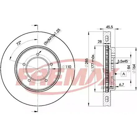 Тормозной диск FREMAX 2886489 BD-2610 U0 KDI G7OKW изображение 0