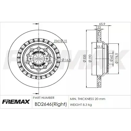 Тормозной диск FREMAX 2886503 HK B2R BD-2646 FW0OR изображение 0