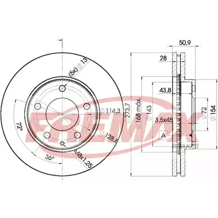 Тормозной диск FREMAX T3KQL1 O 2886507 KW1NYBN BD-2671 изображение 0