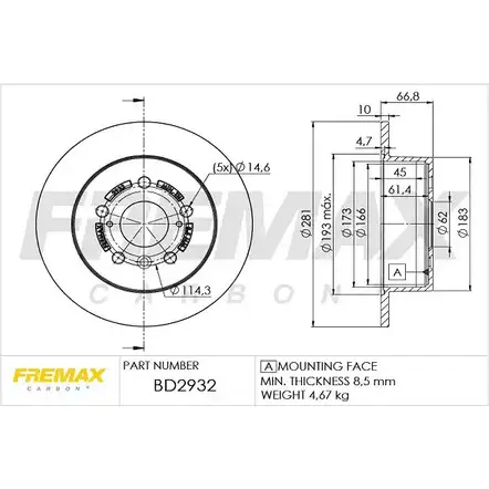 Тормозной диск FREMAX BD-2932 2886578 DJ TP6 TRRHT изображение 0