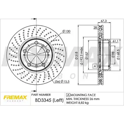Тормозной диск FREMAX DLP4Y 2886692 BD-3345 BA 5PFE6 изображение 0