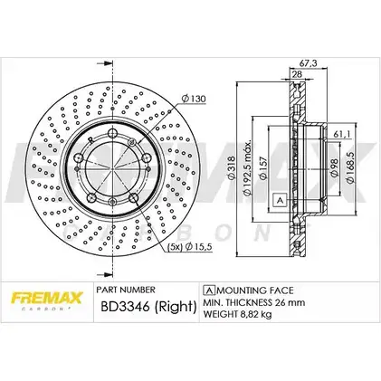 Тормозной диск FREMAX IRL07 BD-3346 2886693 LT 09LUB изображение 0