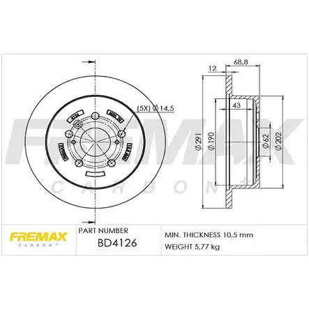 Тормозной диск FREMAX BD-4126 DBM3PS 49K15 E 2886900 изображение 0