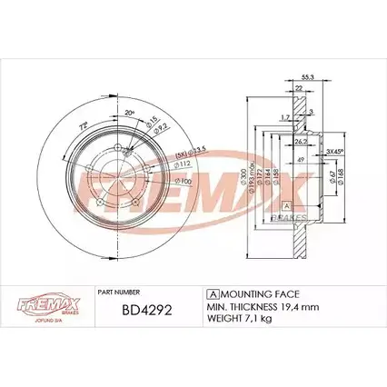 Тормозной диск FREMAX 2886954 NOGZX A AY04E0 BD-4292 изображение 0