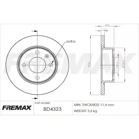 Тормозной диск FREMAX BD-4323 QVJZXOP 2886964 WUJ2R M4 изображение 0