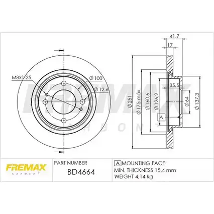 Тормозной диск FREMAX 2887020 BD-4664 A TDGNT1 WOETP8