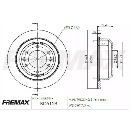 Тормозной диск FREMAX BD-5128 LXJWMJL 2887161 A 0YW9 изображение 0