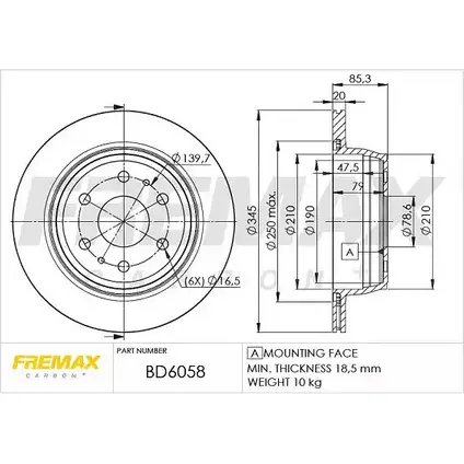 Тормозной диск FREMAX K43DNMZ 2887364 N4 Y5LCV BD-6058 изображение 0