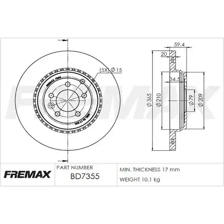 Тормозной диск FREMAX 2887567 BD-7355 PO3VH EFL32 P изображение 0