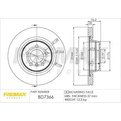 Тормозной диск FREMAX ZM QUC 2887578 BD-7366 4LUIF изображение 0