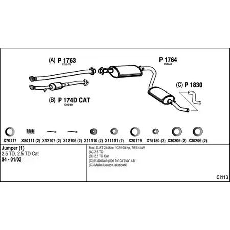 Выхлопная система FENNO 2893752 CI113 LRN22 5 изображение 0