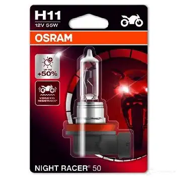 Лампа галогеновая H11 NIGHT RACER +50 55 Вт 12 В OSRAM G5CZ4Y H1 1 811936 64211NR501B изображение 1