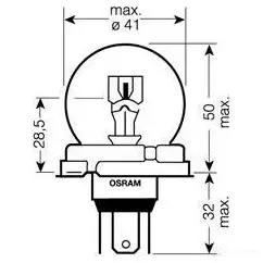 Лампа галогеновая R2 P45T 45/40 Вт 12 В OSRAM PETE M 1420580102 4050300001500 7951 изображение 1