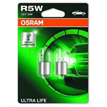 Лампа R5W ULTRA LIFE 5 Вт 12 В OSRAM 5007ULT02B R 5W Q26WA3F 810241 изображение 5