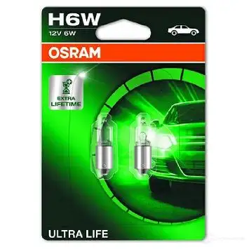 Лампа накаливания H6W ULTRA LIFE 6 Вт 12 В OSRAM 810853 H6 W UCQM1W 64132ULT02B изображение 1