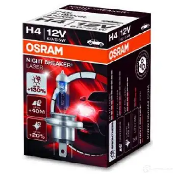 Лампа галогеновая H4 NIGHT BREAKER LASER +130% 60/55 Вт 12 В 4000K OSRAM 64193NBL 4052899437845 811387 R6PRX 7J изображение 2