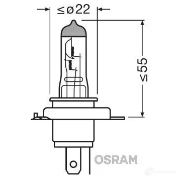 Лампа галогеновая H4 NIGHT BREAKER® P43T 60/55 Вт 12 В OSRAM 64193NBHCB 1193669447 4052899984042 ON DSS - Изображение 1
