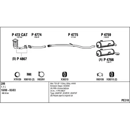 Выхлопная система FENNO 2902144 8GDN3V 9 PE310 изображение 0