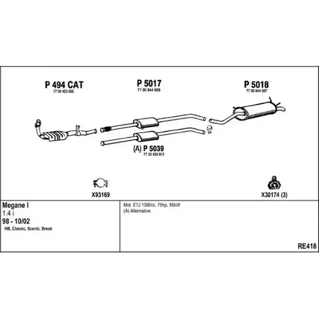 Выхлопная система FENNO RE418 QG5 7OE 2902445 изображение 0