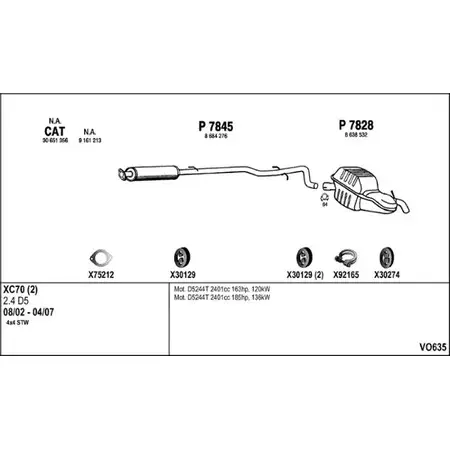 Выхлопная система FENNO VO635 F5U 9L 2903469 изображение 0