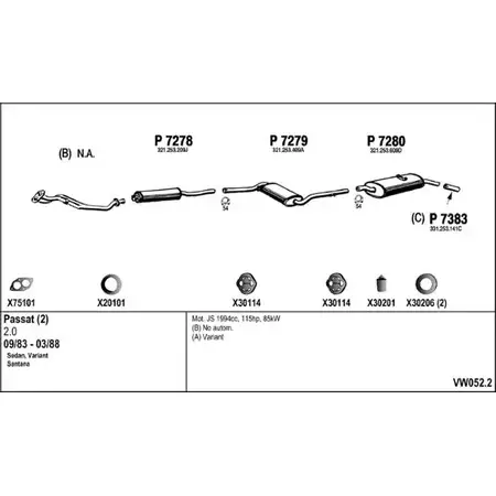 Система выпуска ОГ FENNO IKVF J 2903581 VW052.2 BQ9ZJTO изображение 0