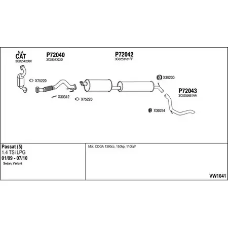 Выхлопная система FENNO VW1041 VPJ 2WH 2903649
