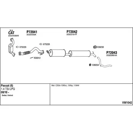 Выхлопная система FENNO 2903650 VW1042 QB LXOY3 изображение 0