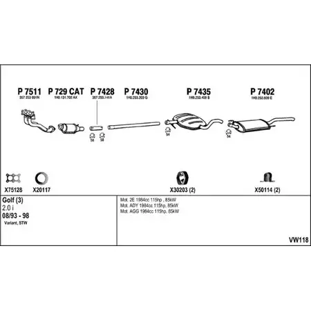 Выхлопная система FENNO UPJ V5I 2903713 VW118 изображение 0