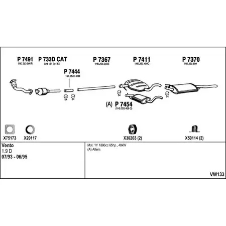 Выхлопная система FENNO 2903729 ZZUX W1U VW133 изображение 0