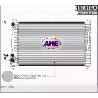 Радиатор охлаждения двигателя AHE L8357CU 2924420 102.016 /A 102.016/A