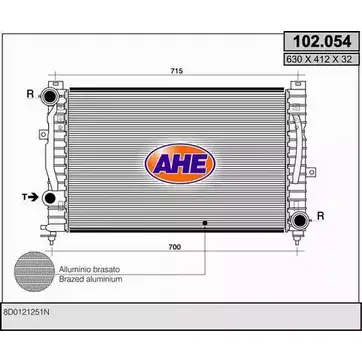 Радиатор охлаждения двигателя AHE 2924430 X4KQON 102 .054 102.054