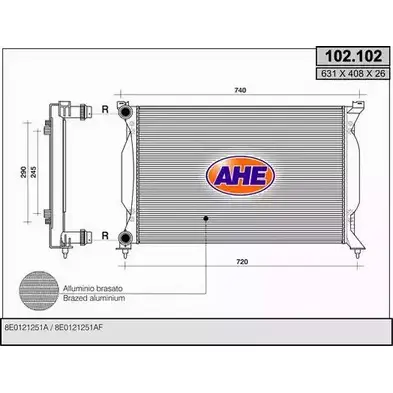 Радиатор охлаждения двигателя AHE UK2A3 102.102 102.1 02 2924466 изображение 0