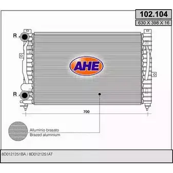 Радиатор охлаждения двигателя AHE 2924468 102.104 WKS8RQ 1 02.104 изображение 0