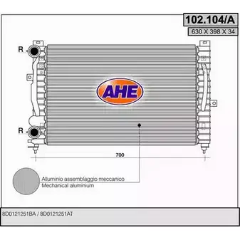 Радиатор охлаждения двигателя AHE 5I07403 102.1 04/A 2924469 102.104/A