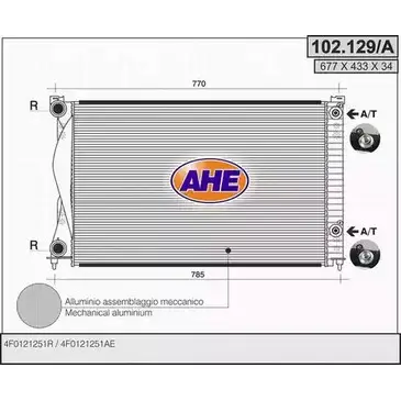 Радиатор охлаждения двигателя AHE XM7V6EQ 2924495 102.129/A 102.12 9/A