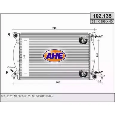 Радиатор охлаждения двигателя AHE KFXG0 102.135 102.1 35 2924499