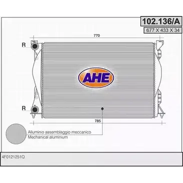 Радиатор охлаждения двигателя AHE WS4KE FMQ5 L 2924501 102.136/A изображение 0
